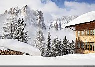 27943 Val di Fassa - Snow-covered bridge after a snowfall