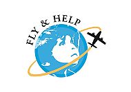 Logo mit Weltkugel, Kindergesicht und Flugzeug.