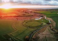 Trelleborg Wikingerfestung, Trelleborg Wikingerfestung bei Sonnenuntergang, Dänemark.
