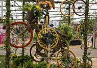 , Fahrradkunst mit Blumen auf der Chelsea Flower Show 2026.