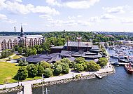 Stockholm: vasa-museum Luftansicht, Luftansicht des Vasa-Museums in Stockholm bei sonnigem Wetter., Luftansicht des Vasa-Museums in Stockholm bei sonnigem Wetter.