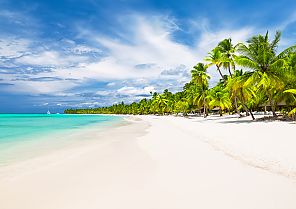Karibiktraum: Weißer Sand, türkisblaues Meer, Palmenparadies