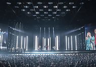 ABBA Voyage Show in London, beeindruckende Lichter und große Bühne