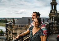 Aussicht genießen auf dem Hausmannstturm in Dresden