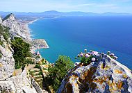Gibraltar, Atemberaubender Blick auf die Küste von Gibraltar., Atemberaubender Blick auf die Küste von Gibraltar.