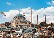 Istanbul, Süleymaniye-Moschee in Istanbul unter blauem Himmel., Süleymaniye-Moschee in Istanbul unter blauem Himmel.
