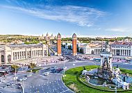 Plaza de España, Barcelona bei sonnigem Mittelmeerwetter.