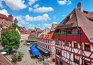 Historische Altstadt von Nürnberg mit malerischen Fachwerkhäusern.