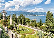Isola Bella, Barock-Garten, Barocker Garten auf Isola Bella mit Blick auf den Lago Maggiore., Barock-Garten auf Isola Bella mit Blick auf den Lago Maggiore.