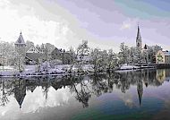 Kempten_St.-Mang-Kirche, Winterliche Idylle an der St.-Mang-Kirche in Kempten., Winterliche Idylle an der St.-Mang-Kirche in Kempten.