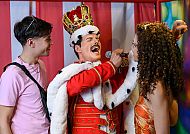 The images shown depict wax figures created and owned by Madame Tussauds.