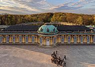 Schloss Sanssouci, Schloss Sanssouci in Potsdam bei Sonnenuntergang., Schloss Sanssouci in Potsdam bei Sonnenuntergang.