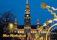 Wiener Christkindlmarkt, Wiener Christkindlmarkt vor dem Rathaus in festlicher Beleuchtung.