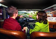 Trabisimulation im DDR-Museum in Berlin, Trabisimulation im DDR-Museum, Berlin: Nostalgische Autofahrt., Trabisimulation im DDR-Museum Berlin, interaktive Fahrerfahrung.