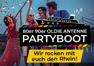 , Oldie Cruise II Partyboot: 80er 90er Party auf dem Rhein.