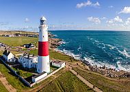 , Portland Bill Leuchtturm an der Küste von Portland, UK.