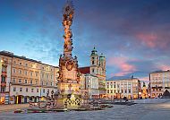 Hauptplatz in Linz bei Sonnenuntergang, Österreich.