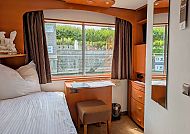 Einzelzimmer auf MS Olympia, Gemütliches Einzelzimmer auf der MS Olympia mit Flussblick., Gemütliches Einzelzimmer auf der MS Olympia mit Flussblick.