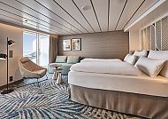 Schöne Aussicht Suite, Kabinenbeispiel, Elegante Suite mit Meerblick auf der 'Mein Schiff Relax'.