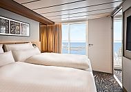 Weitblick Suite, Kabinenbeispiel, Weitblick Suite auf der 'Mein Schiff Relax' mit Meerblick., Weitblick Suite mit Meerblick auf der 'Mein Schiff Relax'.