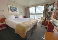 MS Vista Diamond, Kabinenbeispiel, Komfortable Kabine mit Flussblick auf der MS Vista Diamond., Komfortable Kabine mit Flussblick auf der MS Vista Diamond.