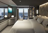 Kabinenbeispiel Kategorie OT1-OT4, Elegante Kabine mit Meerblick auf der EXPLORA III.