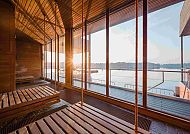 Fontane Therme, Seesauna, Seesauna mit Seeblick in der Fontane Therme im Resort Mark Brandenburg.