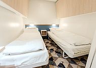 DFDS Fähren, Kabinenbeispiel, Gemütliche Kabine auf DFDS Fähre, schlicht und modern eingerichtet.